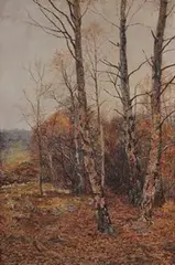 W. Jay, Winter Landscape with Silver Birch Trees, oil on canvas