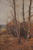 W. Jay, Winter Landscape with Silver Birch Trees, oil on canvas