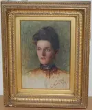 Charles Wynn Ellis, Head and Shoulders Portrait of a Young Lady, oil on board