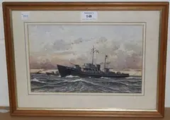 Herbert C. Ahier, Study of a Gunboat, 1943, watercolour