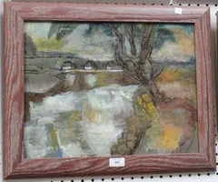 Harold Kopel, Riverview, oil on canvas laid on board