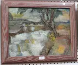 Harold Kopel, Riverview, oil on canvas laid on board