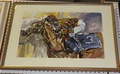 John Willis, A Good Day' (Racehorse with Jockey-up), watercolour and gouache