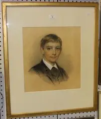 Maicon Walton, Head and Shoulders Portrait of a Youth, 1882, pastel