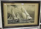 Barlow Moore, Royal Thames Yacht Club Match Nore to Dover off the Shivering Buoy, watercolour and gouache