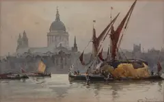 William Alister Macdonald, Bankside, watercolour