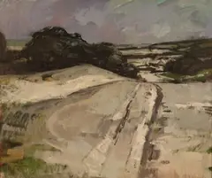 Michael Noakes, View of a Country Lane, 1968, oil on board