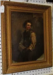 A. Fitzpatrick, Three-quarter Length Portrait of a Young Man holding an Accordion, 1861, oil on canvas