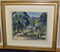 Charles Clément, View of a Farmstead, watercolour