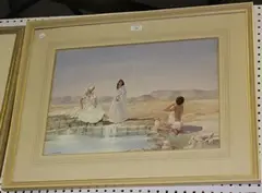 Edward Emerson, Cool Delight' (Female Bathers by a Pool of Water), watercolour
