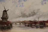 Haarlem by Louis Van Staaten, watercolour with gouache, sold Jan 2014