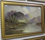 F. E. Jamieson, Highland Scene with Loch, oil on canvas