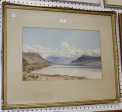 William Francis Barraud, View of Mount Cook, New Zealand, 1884, watercolour