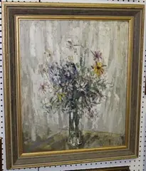 William Evans, Flowers on White, oil on canvas