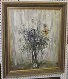 William Evans, Flowers on White, oil on canvas