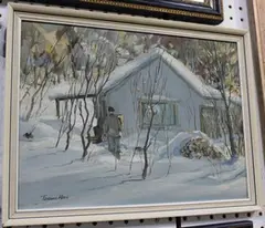 Torquil Reed, The Log Cabin, Pointe au Chene, oil on canvas-board