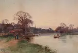 Henry Charles Fox, View along a River, possibly the Thames