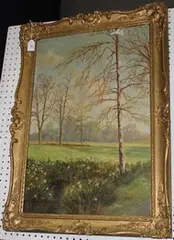 Arnould Pienne, Daffodil Time, Regents Park, oil on board
