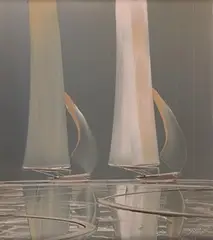 Duncan MacGregor, Two Sailing Yachts, mixed media on board