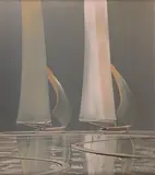 Duncan MacGregor, Two Sailing Yachts, mixed media on board