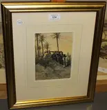 R. Goff, Egyptian Scene with Figures approaching an Excavation, 1897, watercolour