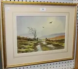 Denis Pannett, Buzzards over Dartmoor, watercolour