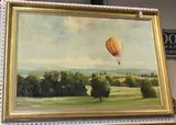 Dion Pears, Hot Air Balloon above a Landscape, oil on canvas