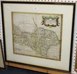 Robert Morden, The North Riding of Yorkshire' (Map of the County), engraving with later colour