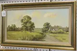Phyllis Morgans, Cattle near a Village Road, oil on canvas
