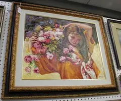 Jose Luis Giner, Portrait of a Young Woman with Flowers, oil on canvas