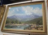 Wendy Mills, View of Table Mountain, South Africa, oil on board