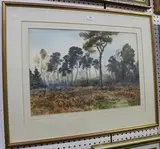 Victor Coverley-Price, Autumn Mist, Winterfold Heath, Surrey, watercolour