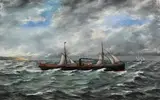 J. Urn, Study of the Steamship 'Vivienne' in Profile in Coastal Waters, 1889, oil on canvas