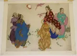 Elyse Ashe Lord, Japanese Women in a Garden, hand-coloured etching