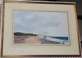 Roy Perry, Coastal View with Two Fishermen on the Shore, acrylic on board