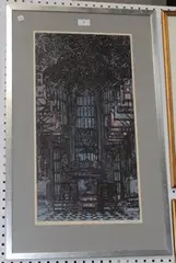 View of the Interior of a Cathedral by Ken Howard, colour etching, sold Nov 2013