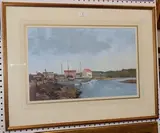 Roy Perry, View of a Harbour, probably Tidemill Yacht Harbour near Woodbridge, acrylic on board