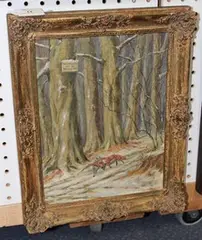 R. Hartman, Fox & Pheasant, oil on board
