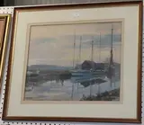 J. Chambury, Evening, Heybridge Barn, watercolour