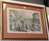 Fred Colvin, The Burning of Richard Woodman and nine other Protestant Martyrs Before the Star Inn, Lewes, Sussex, monochrome engraving