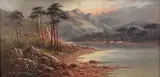 Sidney Yates Johnson, Mountainous Landscape with Cattle on the Bank of a River, 1907, oil on canvas