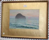 Byron Cooper, View of a Rocky Island, oil on board