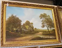 L.E. Forse, View of a Country Lane with Ford, oil on canvas