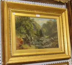 View of a River by W.W. Caffyn, 1895, oil on card, sold Nov 2013