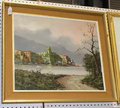 Z. Allevi, View of a Continental Town on the Bank of a Lake, oil on canvas