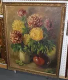 J. Esser, Still Life Study of Chrysanthemums, oil on canvas