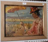 Jean Maret Veerman, Lady with Umbrella, oil on canvas