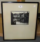 Charles E. Flower, Flatford Mill, monochrome woodcut