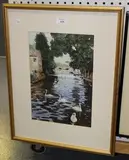 Richard Bolton, Swans on the River Cam, watercolour over pencil traces