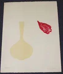 Derrick Greaves, Vase and Falling Petal, lithograph printed in two colours